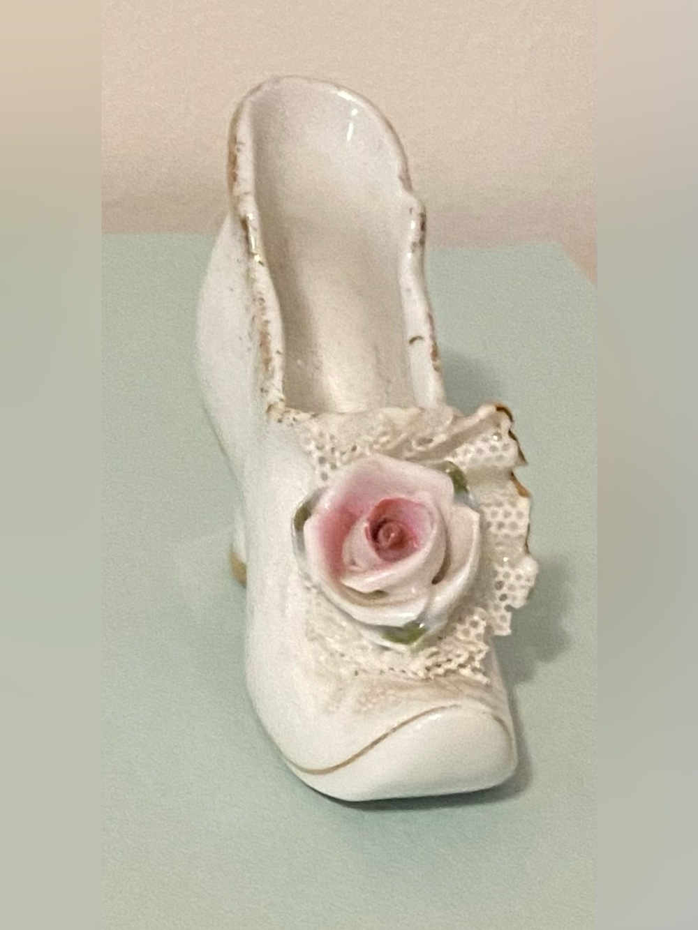 Charming 3" Lefton China Antique Shoe Made in Japan